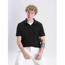 Calvin Klein Solid Regular Fit Black Cotton Polo T-Shirt