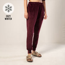 Nykd By Nykaa Velour Jogger-Ruby Wine NYS049
