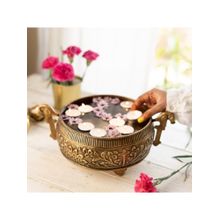 Ritualistic Peacock Brass Urli Bowl