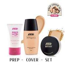 Nykaa Prep Cover Set Pore Minimizing Kit - Matte Primer, Hydrating Foundation & Oil Control Compact