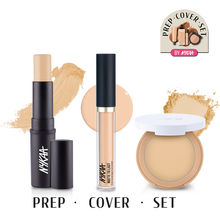 Nykaa Prep Cover Set - Matte Foundation Stick, Full Coverage Concealer & Oil Control Compact