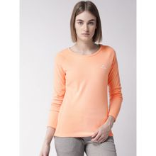 Alcis Women Peach-coloured Solid Round Neck Sporty T-shirt