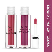 BLUR India Mini Call Me Daddy Liquid Lipstick Combo - Plum Liquid Lipstick & Mauve Gloss