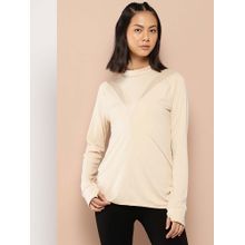 Alcis Women Cream GYM TO STREET FULL SLEEVE T-shirt