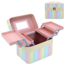 NFI Essentials PU Cosmetic Box with Mirror 4 Layer Foldable Organizer (M)