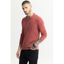 Snitch Chunky Ribbed Knitted Pink Polo T-Shirt