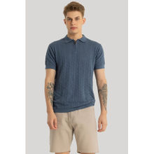 Snitch Ascent Stone Blue Knitted Polo T-Shirt