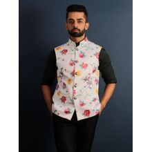 Lightpole Mandarin Collar Floral Printed Nehru Jacket