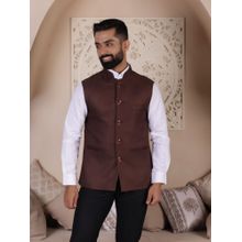 Lightpole Men Brown Solid Nehru Jacket