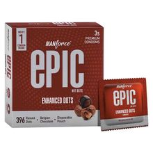 Manforce Epic Hot Dots Enhanced Dots Belgian Chocolate Flavoured Condoms With Disposable Pouch - 3S