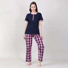 Mackly Womens Printed Nightsuit - Navy Blue (Set of 2)