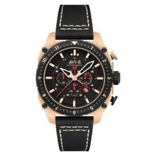 AVI-8 Atlas Dual Time Chronograph Black Round Dial Mens Watch - Av-4100-06