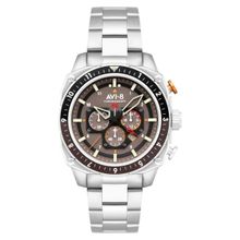 AVI-8 Atlas Dual Time Chronograph Brown Round Dial Mens Watch - Av-4100-33