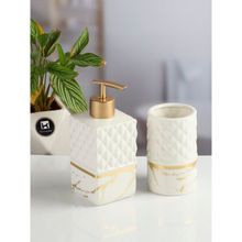 Kookee White Ceramic Soap Dispenser & Toothbrush Holder