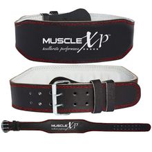 MuscleXP Leather Weight Lifting Gym Belt For Men And Women, Durable, Black