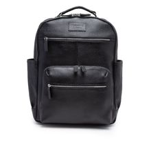 Teakwood Unisex Black Solid Medium Leather Backpack