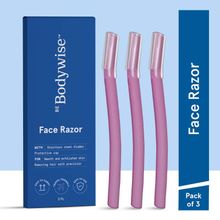 Be Bodywise Reusable Face Razor for Women - Suitable For Eyebrow, Upper lip & Chin - Pack of 3