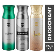 Ajmal Raindrops & Silver Shade & Wisal Perfume Deodorant Body Spray - For Women And Men