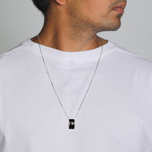 GIVA Sterling Silver Bold Black Pendant With Box Chain For Mens