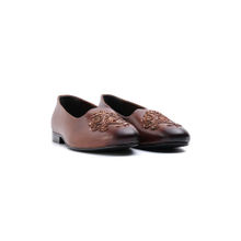Monkstory Classic Embroidered Mojari - Brown