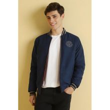 Allen Solly Men Navy Solid Reversable Full Sleeves Casual Jacket
