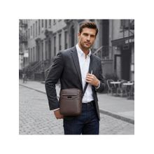 Kenneth Cole Unisex Compact Crossbody PU Sling Bag - Brown