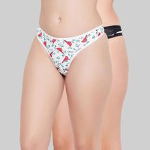 Clovia Cotton Low Waist Printed Thong-Multi-Color (Pack of 2)
