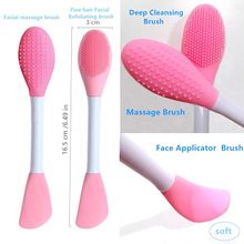 Rhe Cosmetics Face Mask Applicator & Face Wash Double Sided Brush - Baby Pink