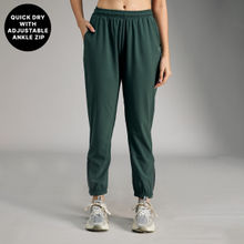 Kica High-Rise Training Track Pants with Ankle Zip Olive