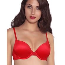 Amante Padded Wired Push-Up Bra With Detachable Straps - Red