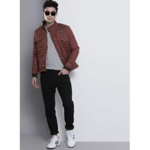 The Indian Garage Co Men Slim Fit Solid High Neck Full Sleeves Jacket