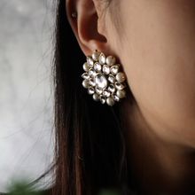 PAYA Kundan and Pearl Big Round Studs