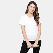 Jockey Aw89 Womens Cotton Rich Relaxed Fit V-neck T-Shirt - White