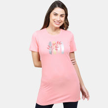 Jockey Ul48 Women Cotton Relaxed Fit Printed Half Sleeve Long Length T-shirt-Plumeria