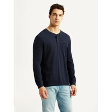 Levi's Mens Solid Navy blue Henley Neck T-shirt