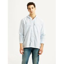 Levi's Mens Pin Striped Light-Blue Relaxed Fit Casual Shirt