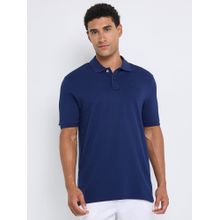 Ben Sherman Blue Cotton Collar Neck Regular Polo T-Shirt
