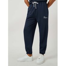 Styli Men Minimal Pocket Print Oversized Navy Blue Joggers