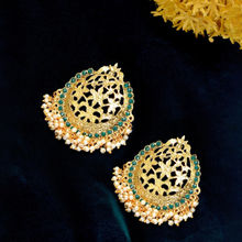Zaveri Pearls Green Stones & Pearls Cluster Traditional Dangle Earring - ZPFK6921