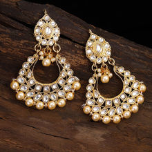 Zaveri Pearls Gold Tone Kundan & Pearls Ethnic Dangle Earring - ZPFK8655