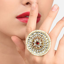 Zaveri Pearls Gold Tone Kundan & Pearls Ethnic Finger Ring - ZPFK9087