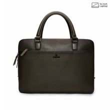 Lapis Bard Ducorium Leather Spencer 14-inch Laptop Briefcase - Olive