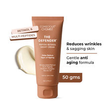 Conscious Chemist The Defender Multi Peptide Retinol Anti Aging Night Gel Cream For Fine Lines & Sagging Skin
