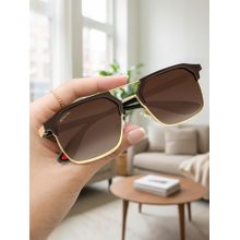 ROYALTAIL Publilia Uv Protected Square Golden Browm Unisex Sunglasses -Rt-Sung-163 (55)