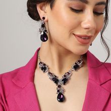 SOHI Gold Plated Designer Stone Necklace and Earring Set