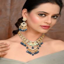 DASTOOR Womens Gold Plated Blue Designer Necklace set