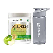 TrueBasics CollaSkin with Grey Sipper Bottle, 200 g Veg Collagen, Green Apple Mint