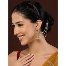 PANASH Gold Plated Beaded Jhumka Earrings with Ear Chain