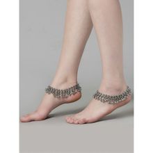 PANASH Silver-Plated Oxidised Anklets