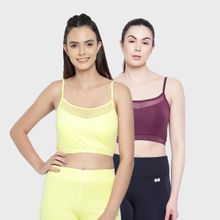 Clovia Comfort-fit Active Crop Top With Removable Pads Multi-Color (Pack of 2)